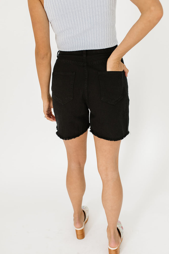 road trip denim shorts // black