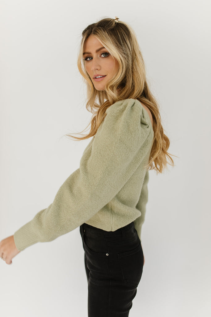 teddy puff sleeve sweater
