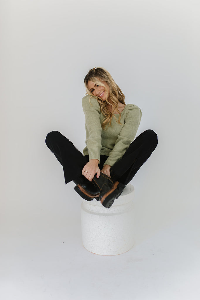 teddy puff sleeve sweater