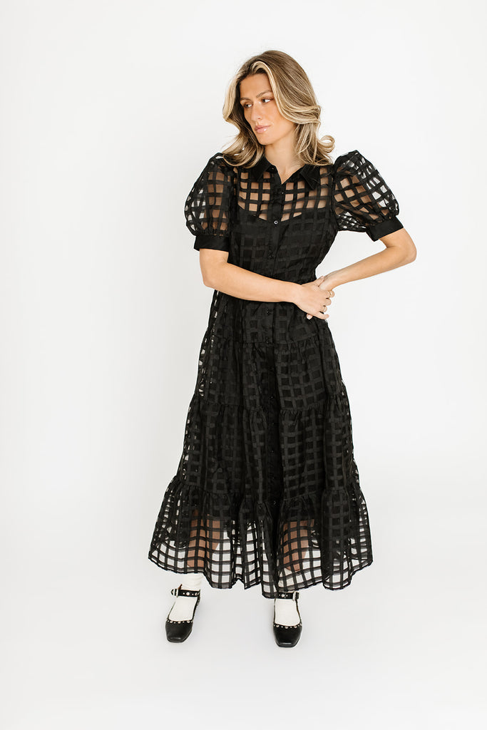 lenni collared midi dress