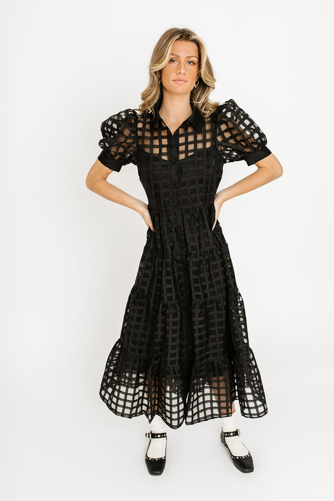 lenni collared midi dress