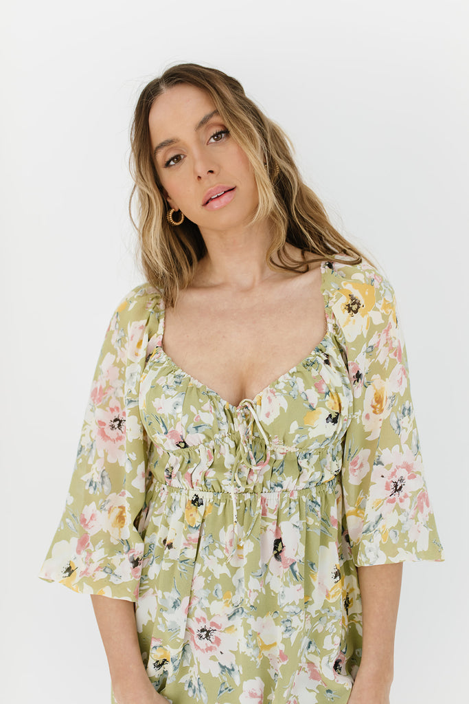 secret garden floral midi dress