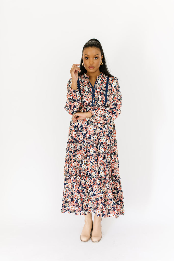 gather floral maxi dress