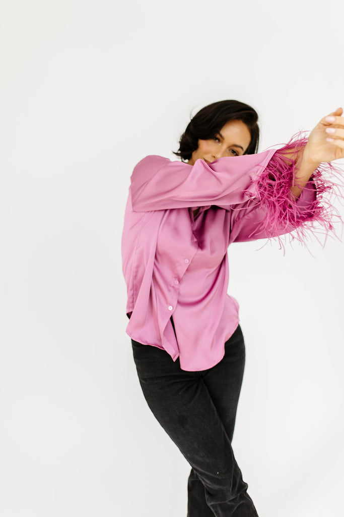 kiki feather fringe top