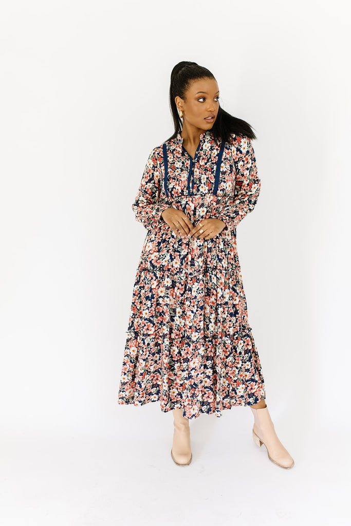 gather floral maxi dress