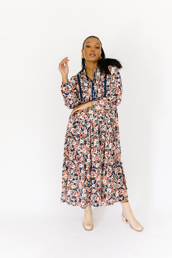 gather floral maxi dress