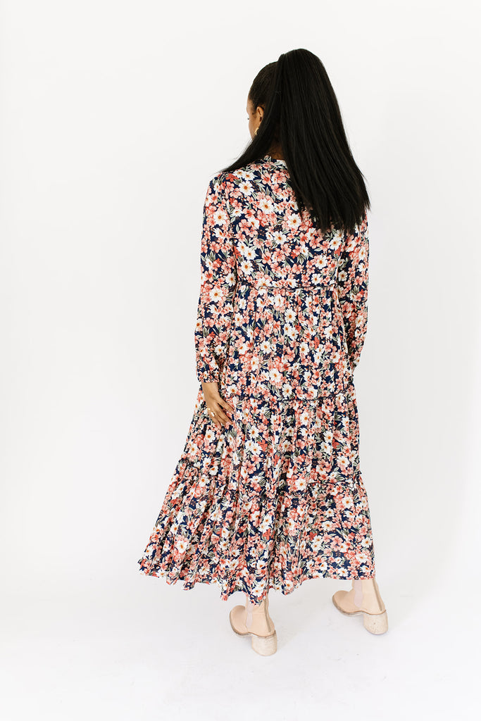 gather floral maxi dress