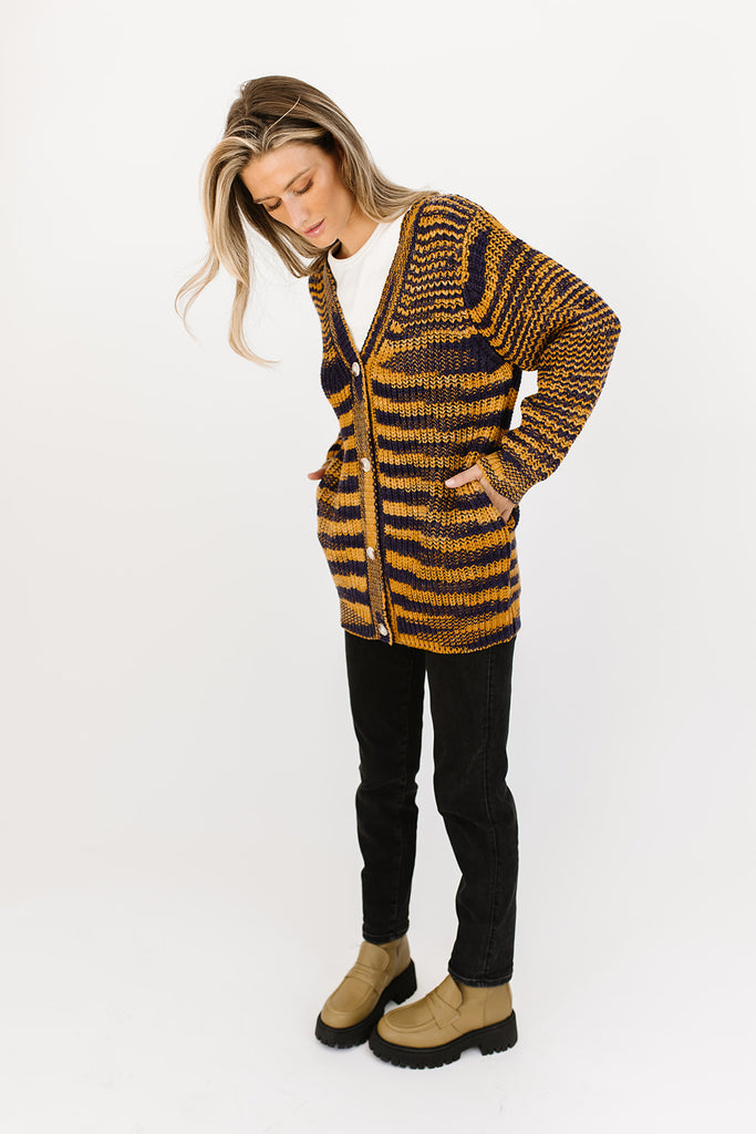 one up striped cardigan