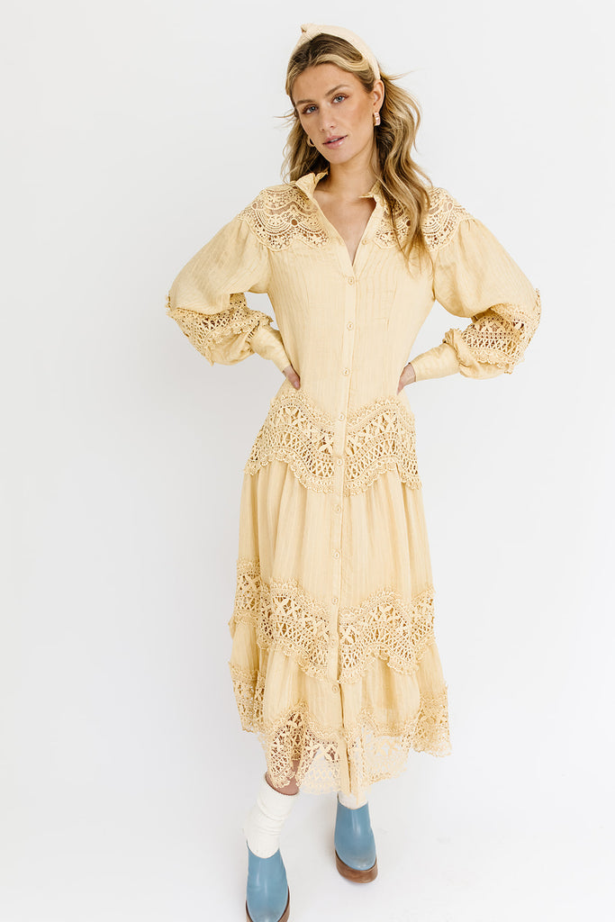 lotus lace midi dress