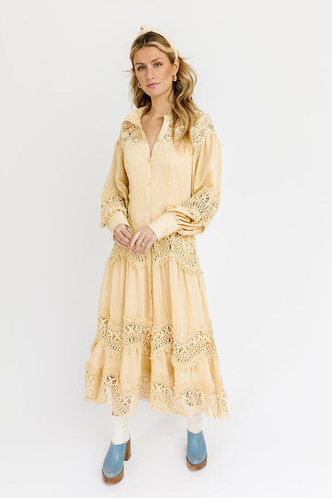 lotus lace midi dress