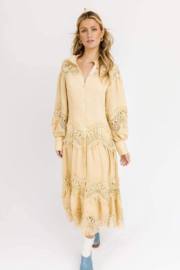 lotus lace midi dress