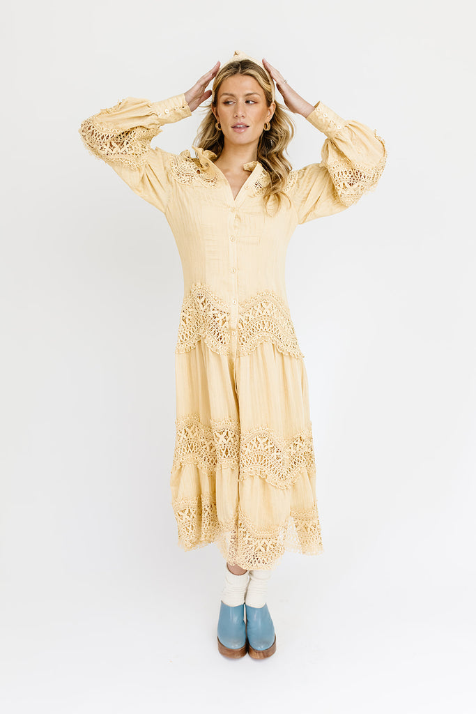 lotus lace midi dress