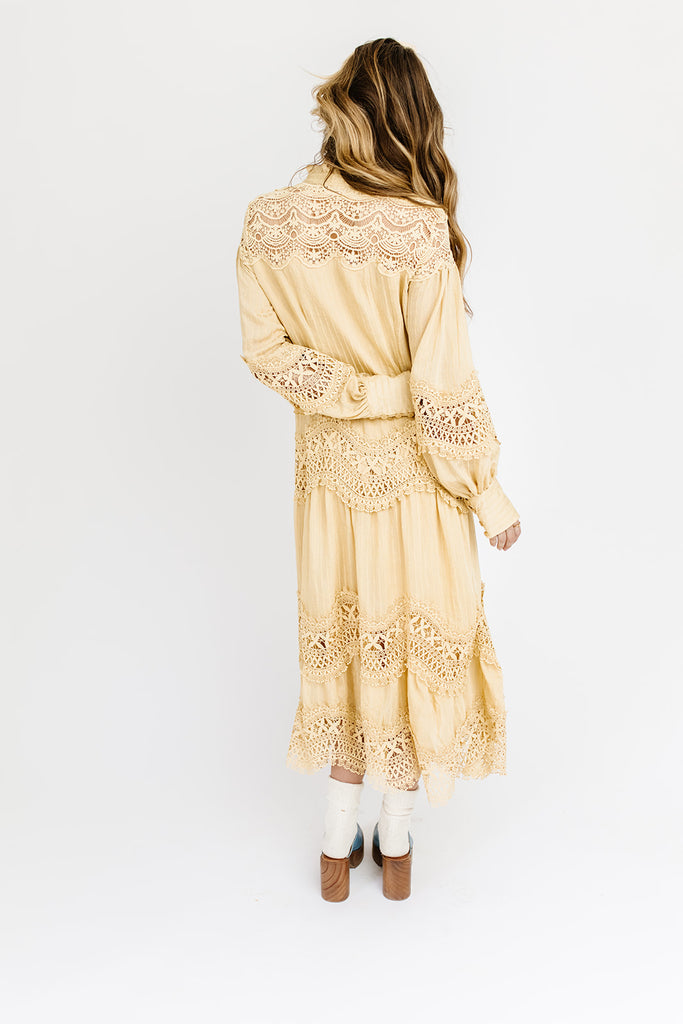 lotus lace midi dress