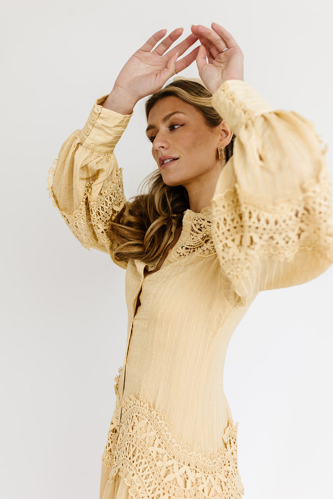 lotus lace midi dress