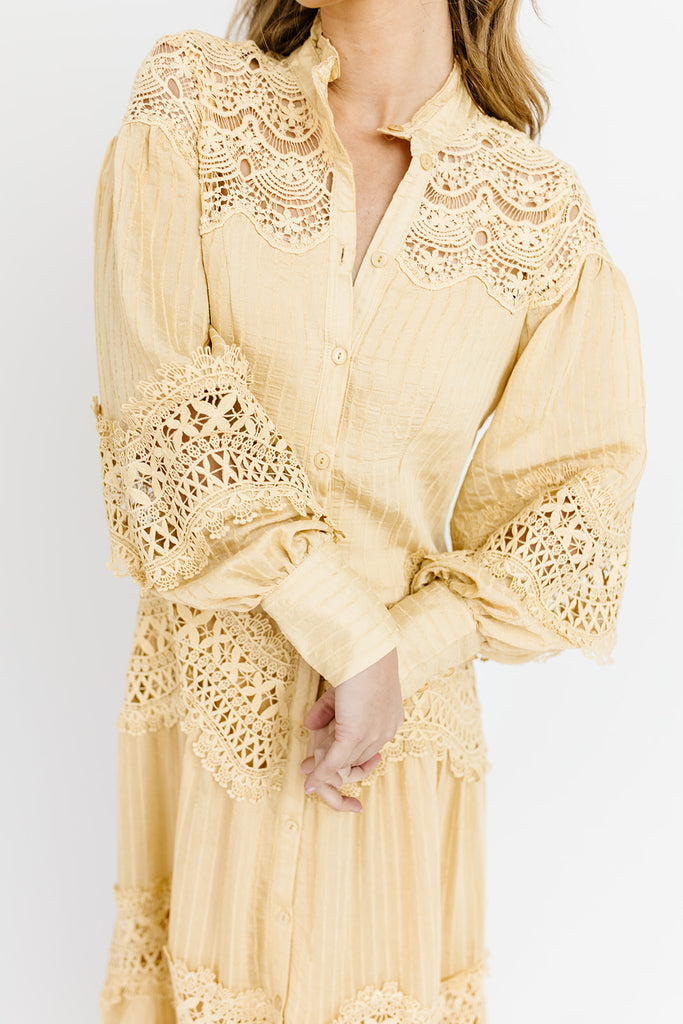 lotus lace midi dress