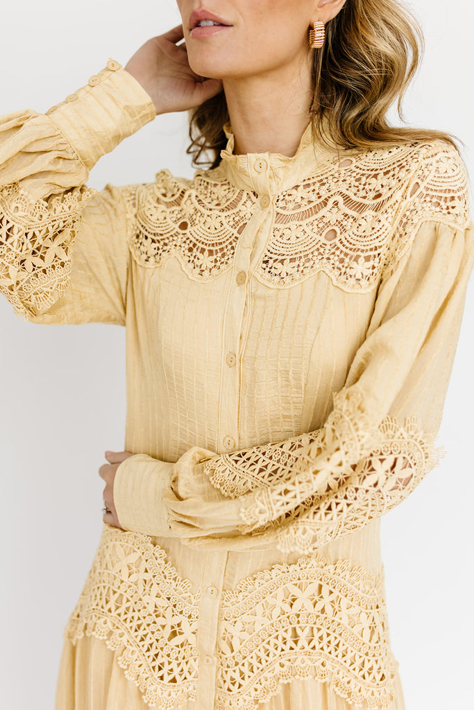 lotus lace midi dress