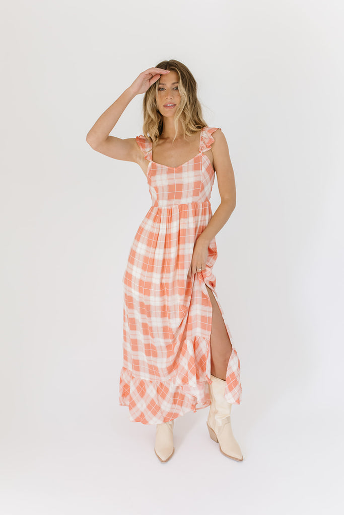 piper plaid maxi dress