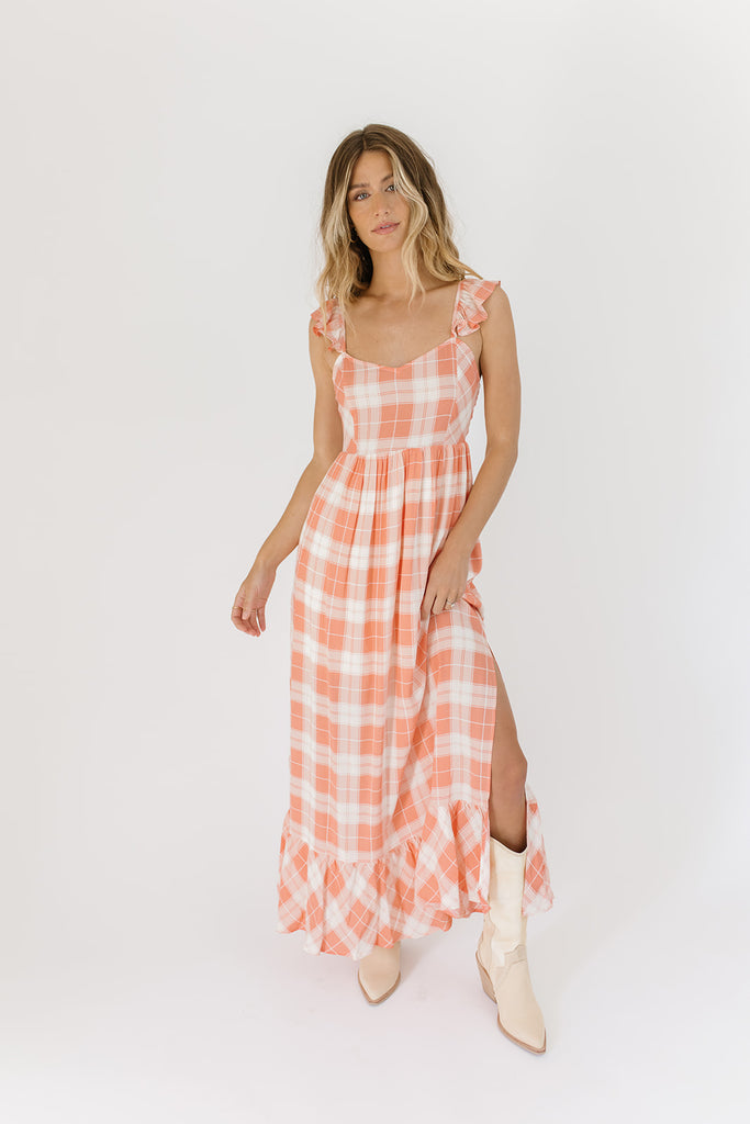 piper plaid maxi dress