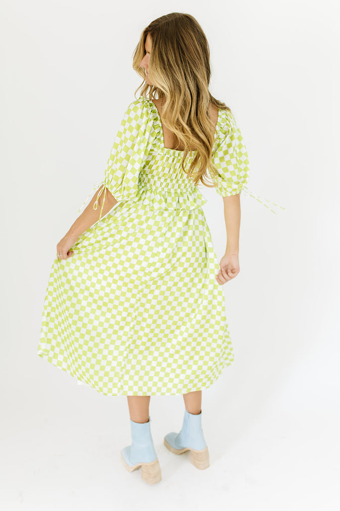 lia dress // lime checkered