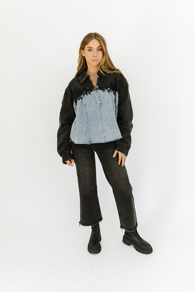 silverado denim button up