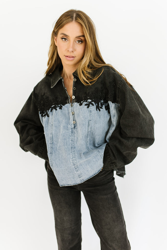 silverado denim button up