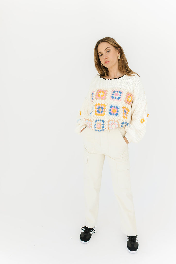 far away patchwork crochet sweater