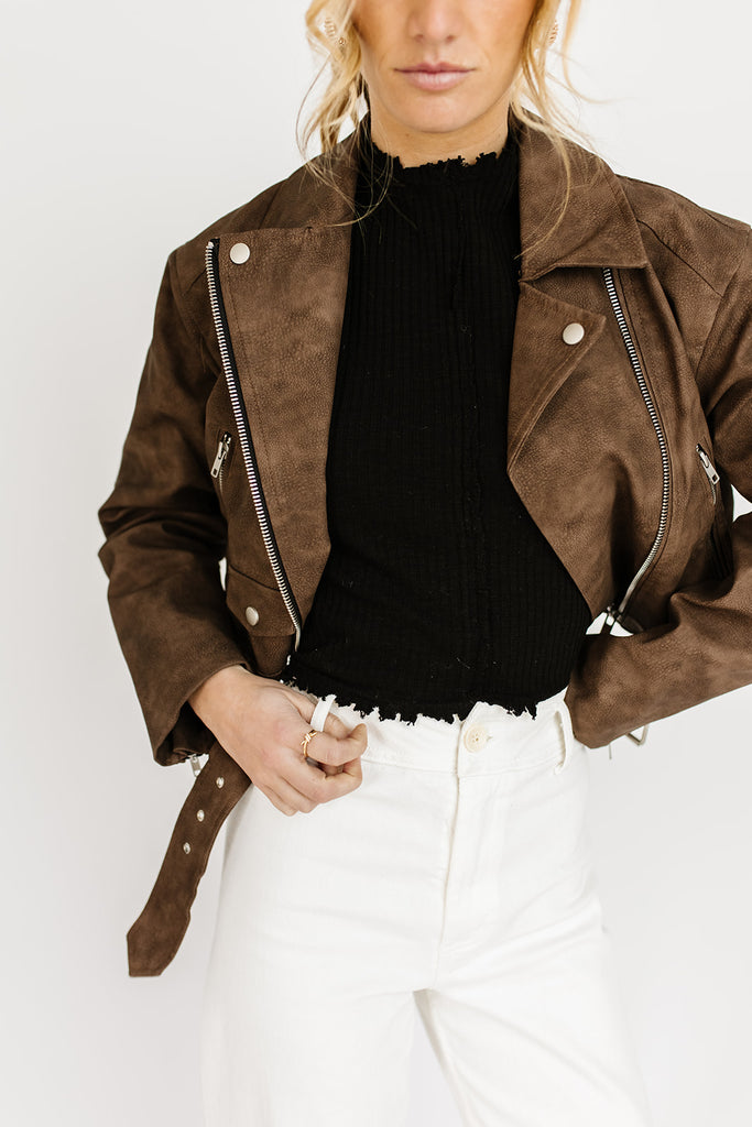 about time faux leather jacket