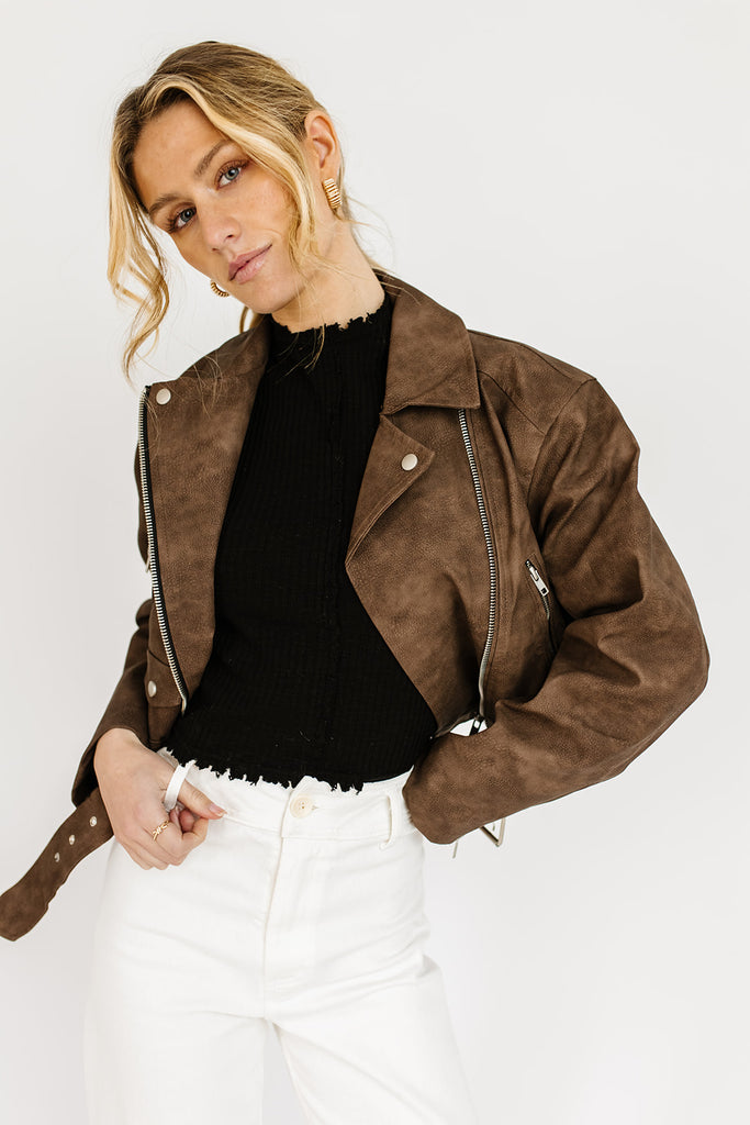 about time faux leather jacket