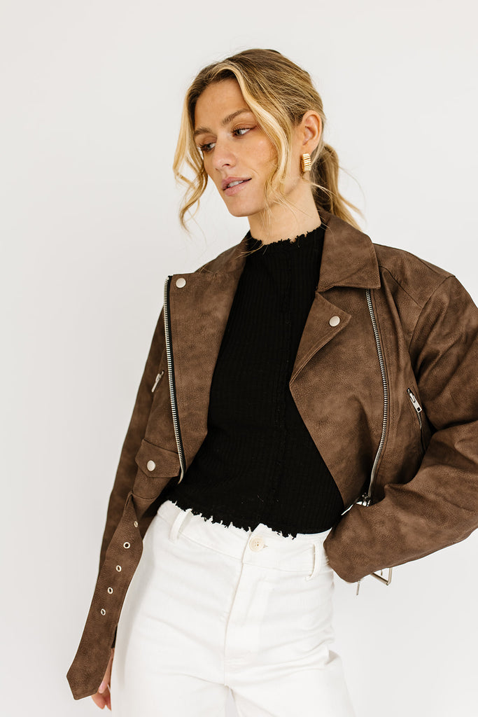 about time faux leather jacket