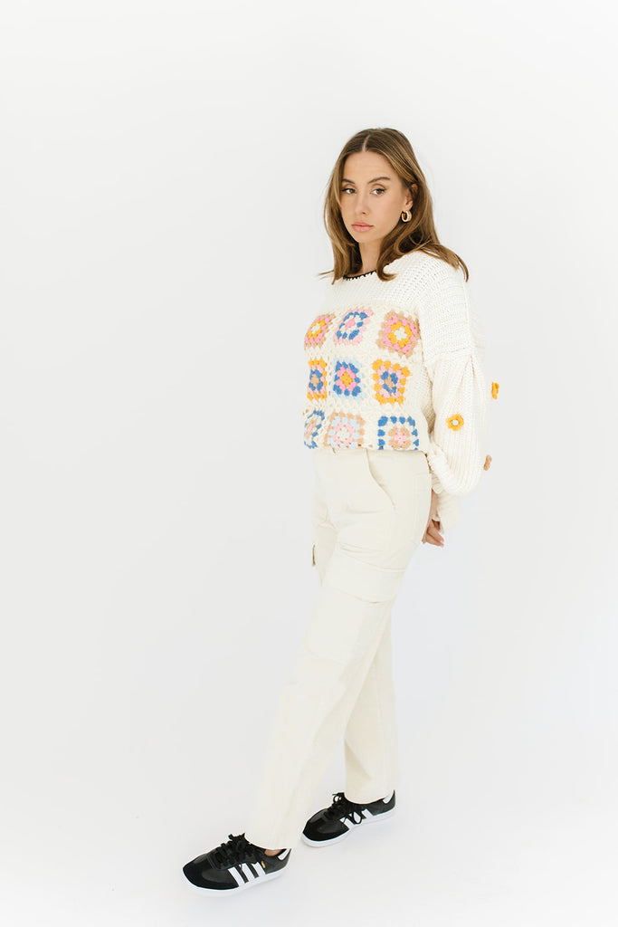 far away patchwork crochet sweater