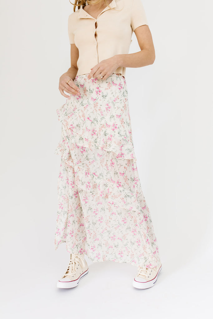 whimsy floral maxi skirt
