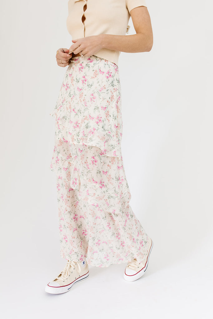 whimsy floral maxi skirt