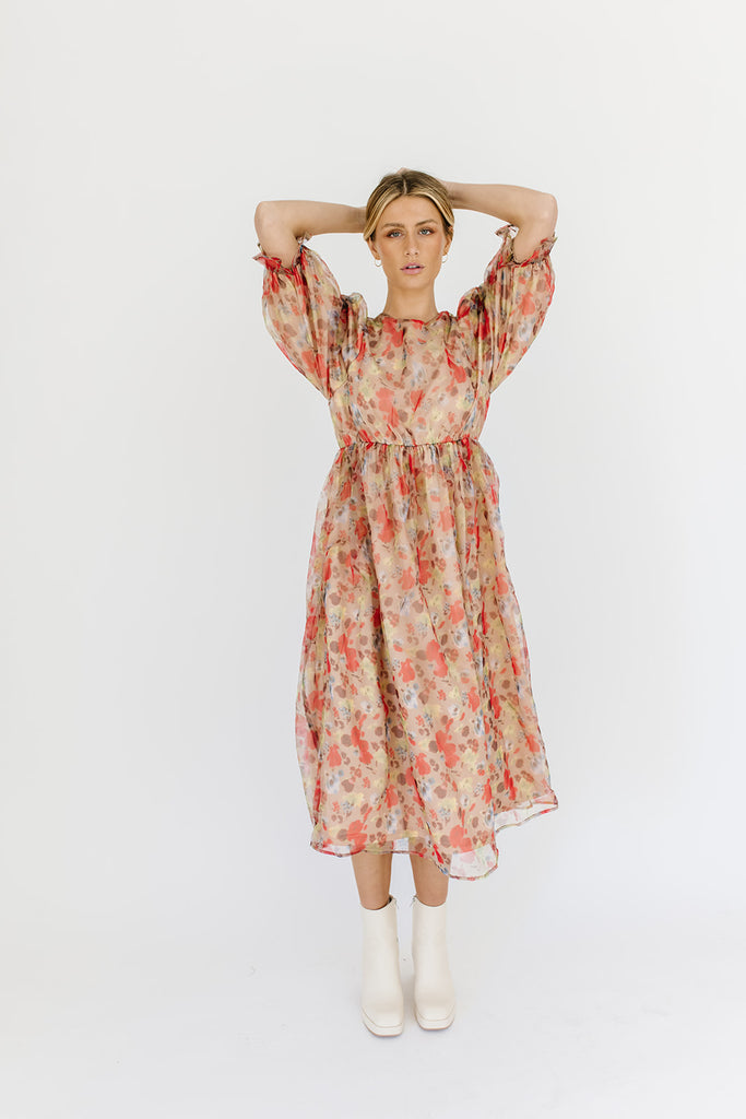 clara floral midi dress