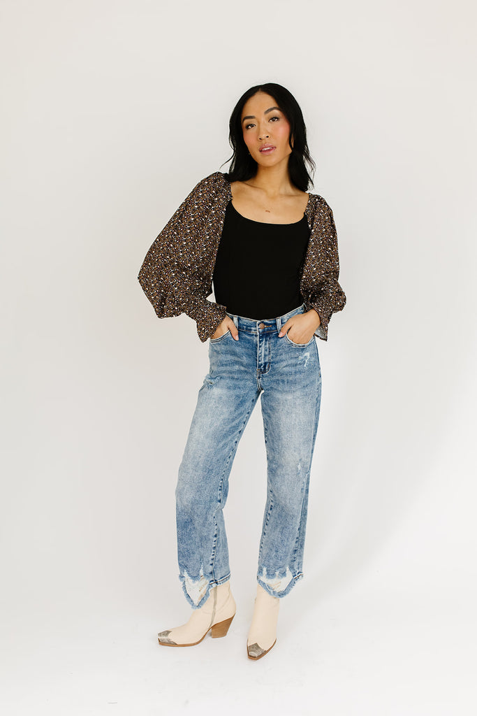 jewel wide leg distressed denim *restocked*