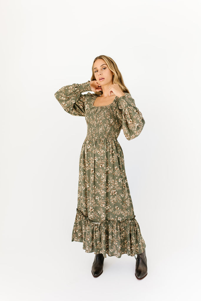 stay forever floral midi dress