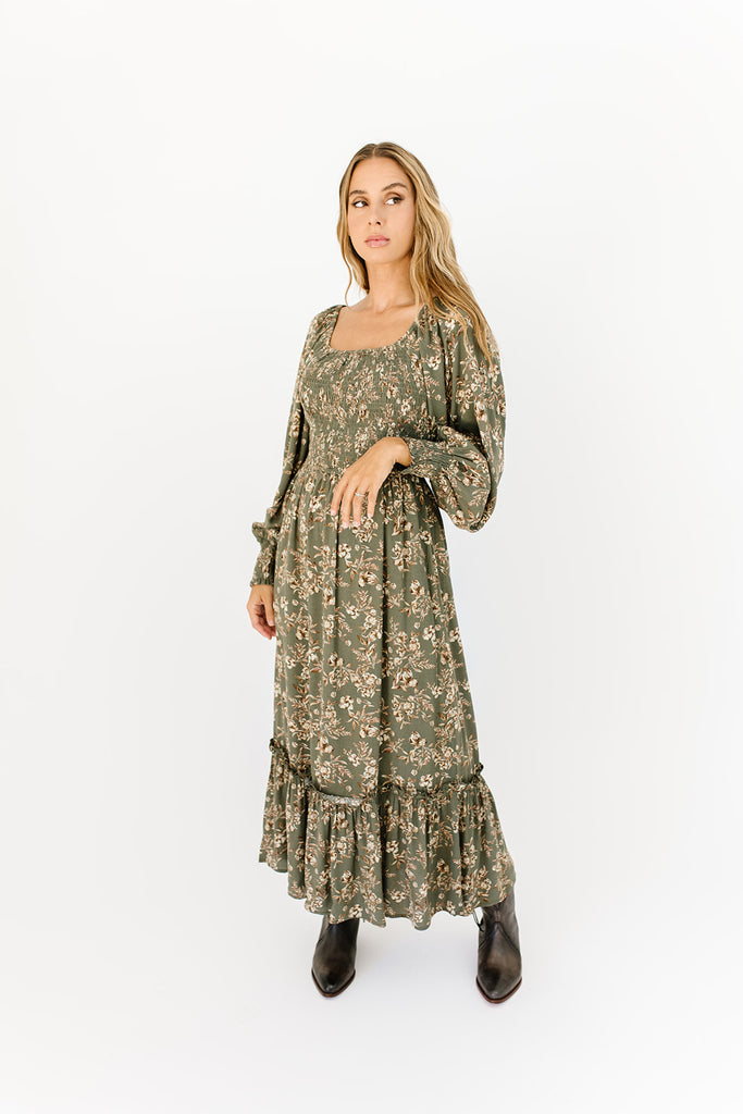 stay forever floral midi dress