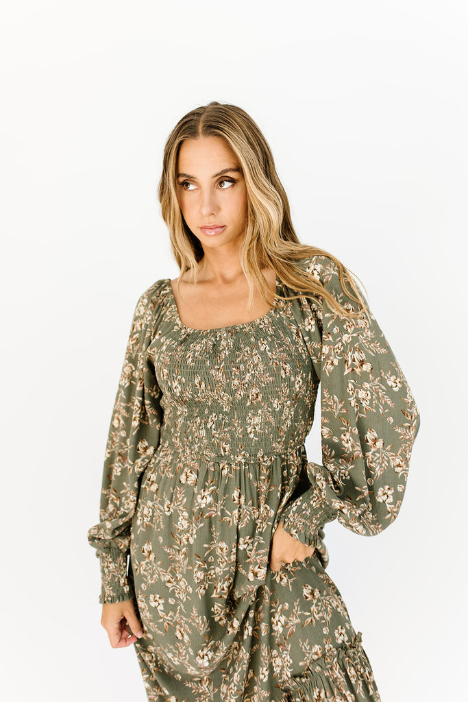 stay forever floral midi dress