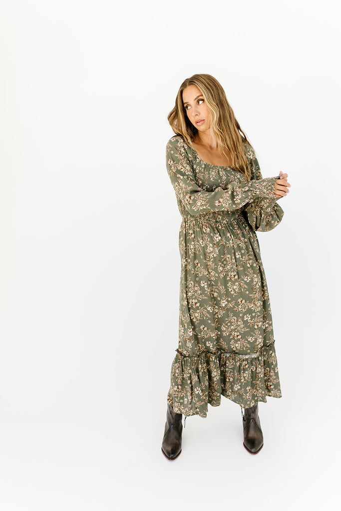 stay forever floral midi dress