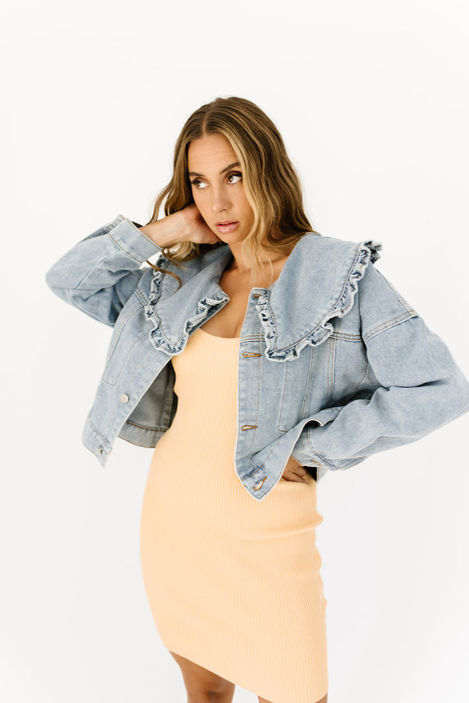 she knows best denim jacket