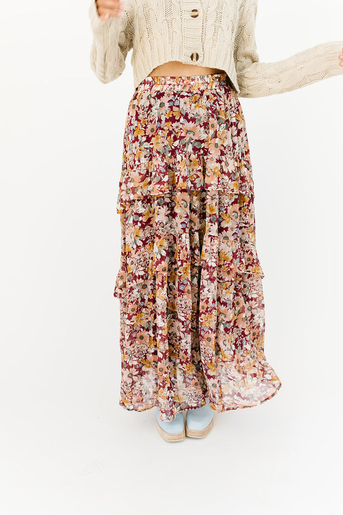 kira floral maxi skirt