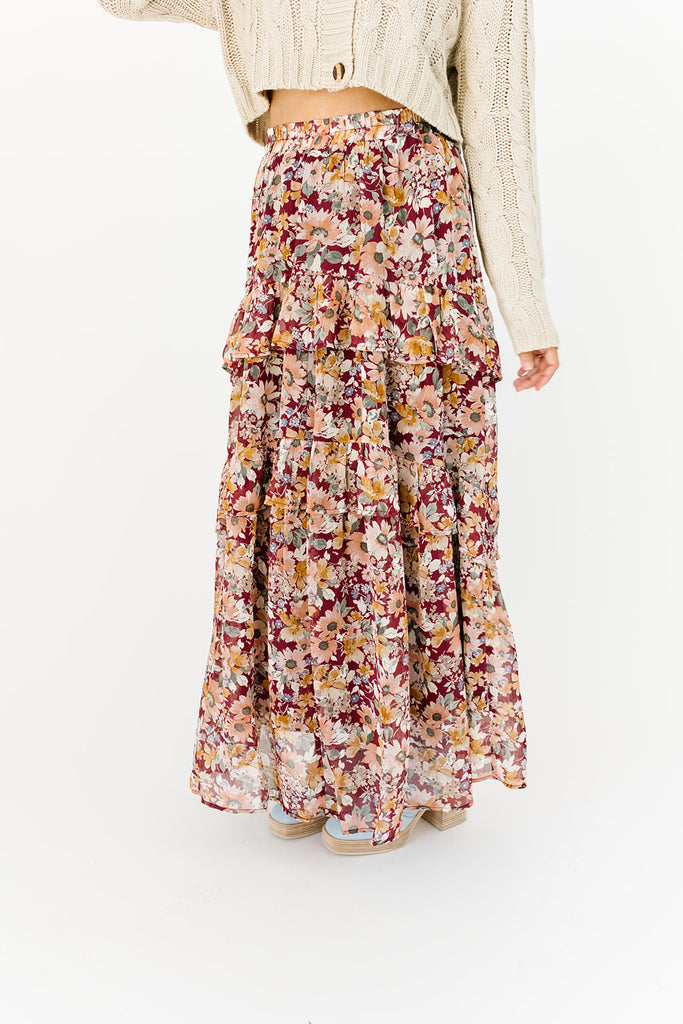 kira floral maxi skirt
