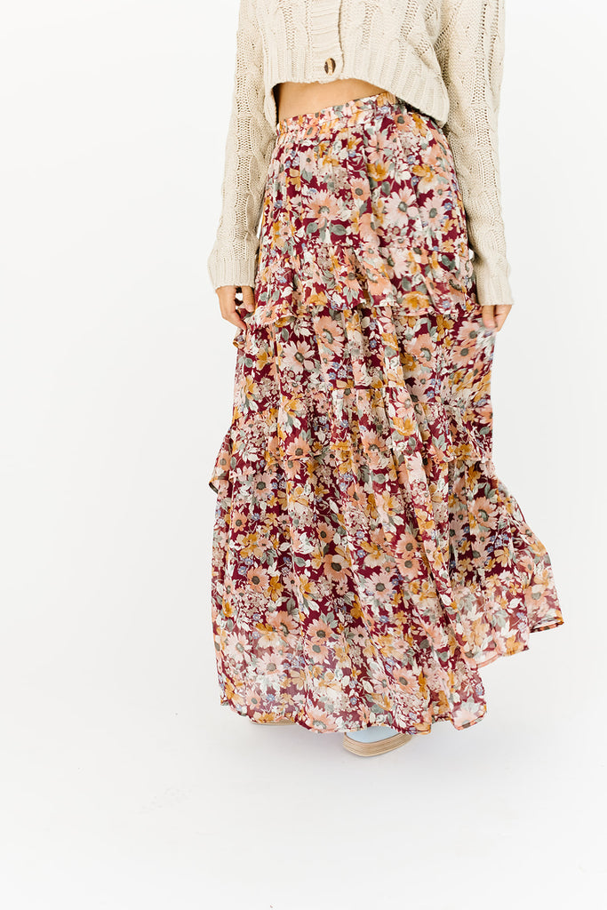 kira floral maxi skirt