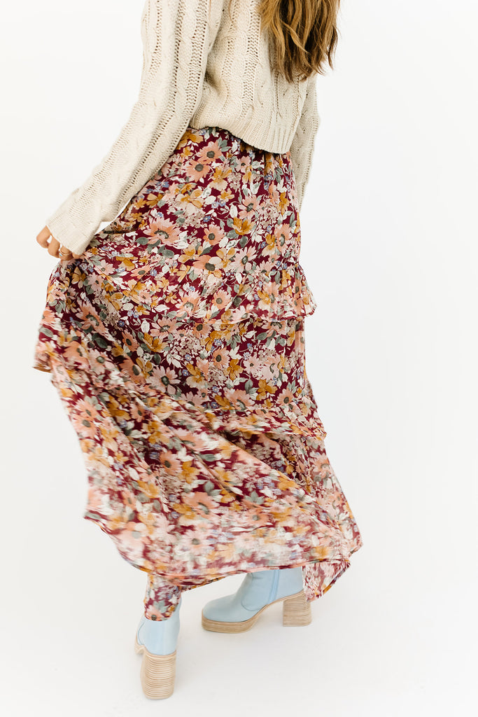 kira floral maxi skirt