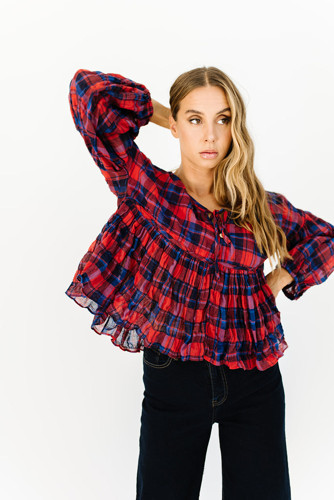 afterglow plaid top