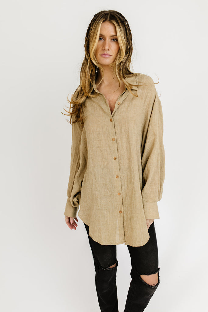 wendy button up // toffee