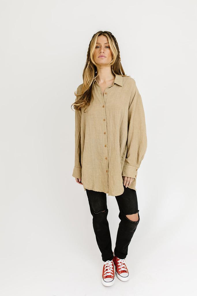 wendy button up // toffee