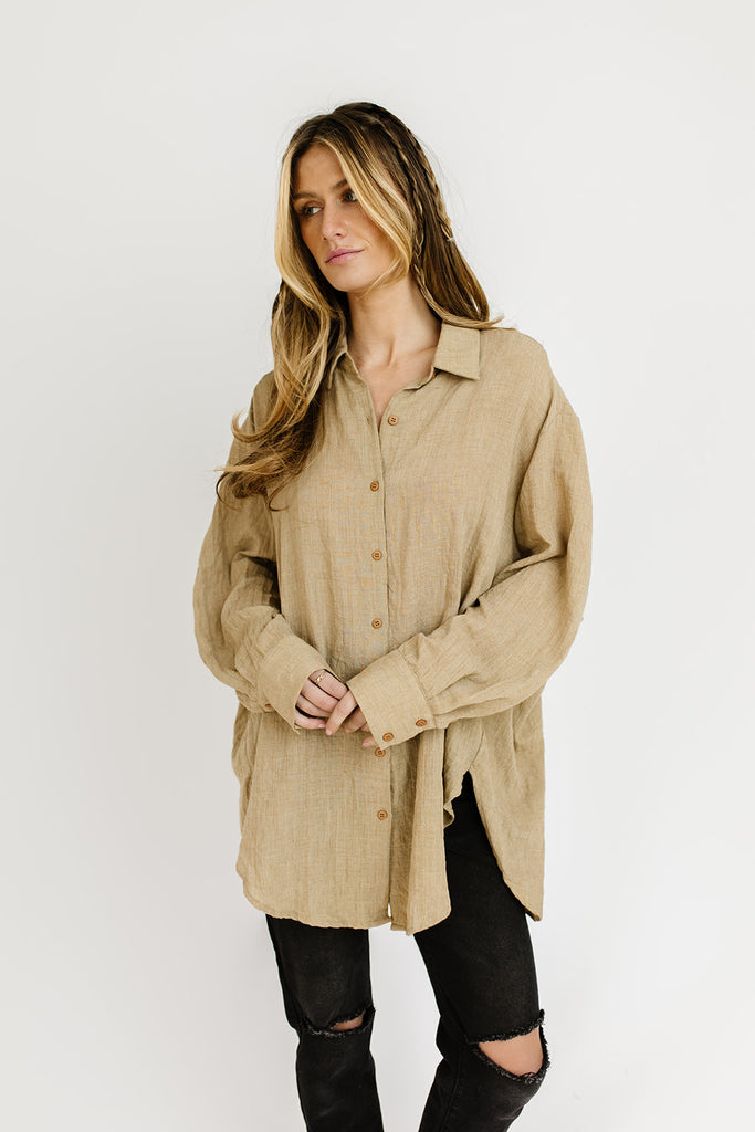 wendy button up // toffee
