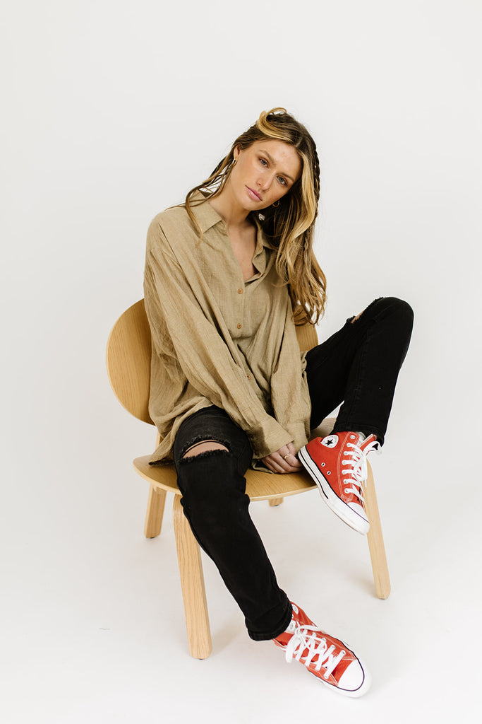 wendy button up // toffee