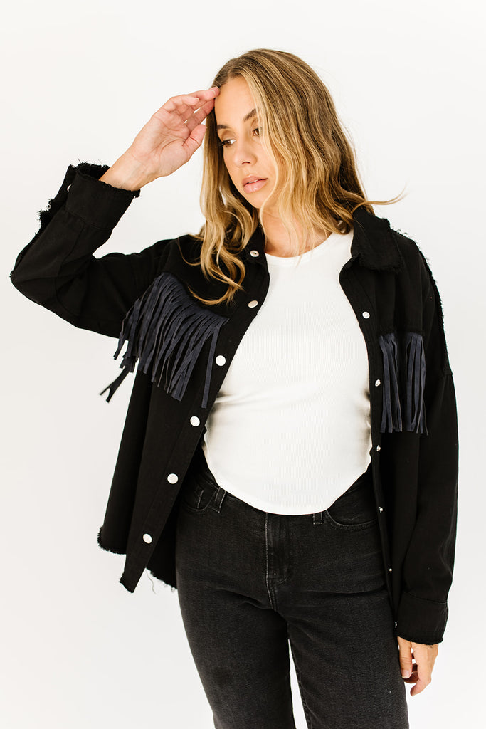 passenger fringe shirt jacket