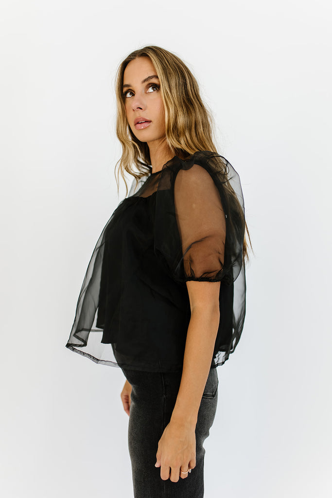 sabrina puff sleeve top // black